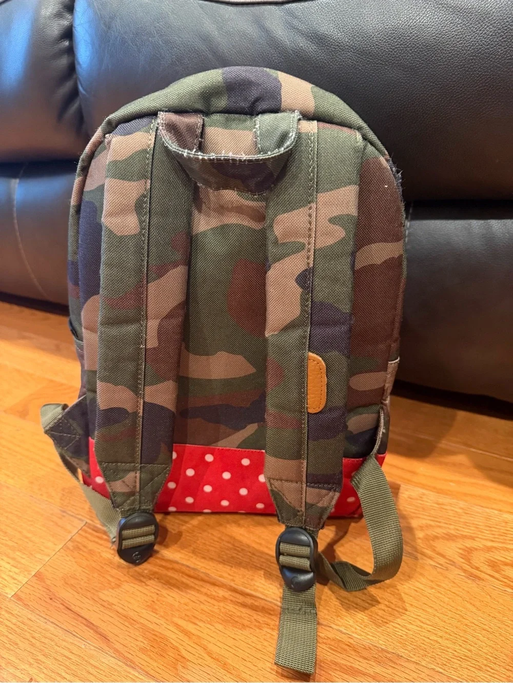 Vintage Herschel Supply Co. Youth Camo Backpack Red Polka Dot
